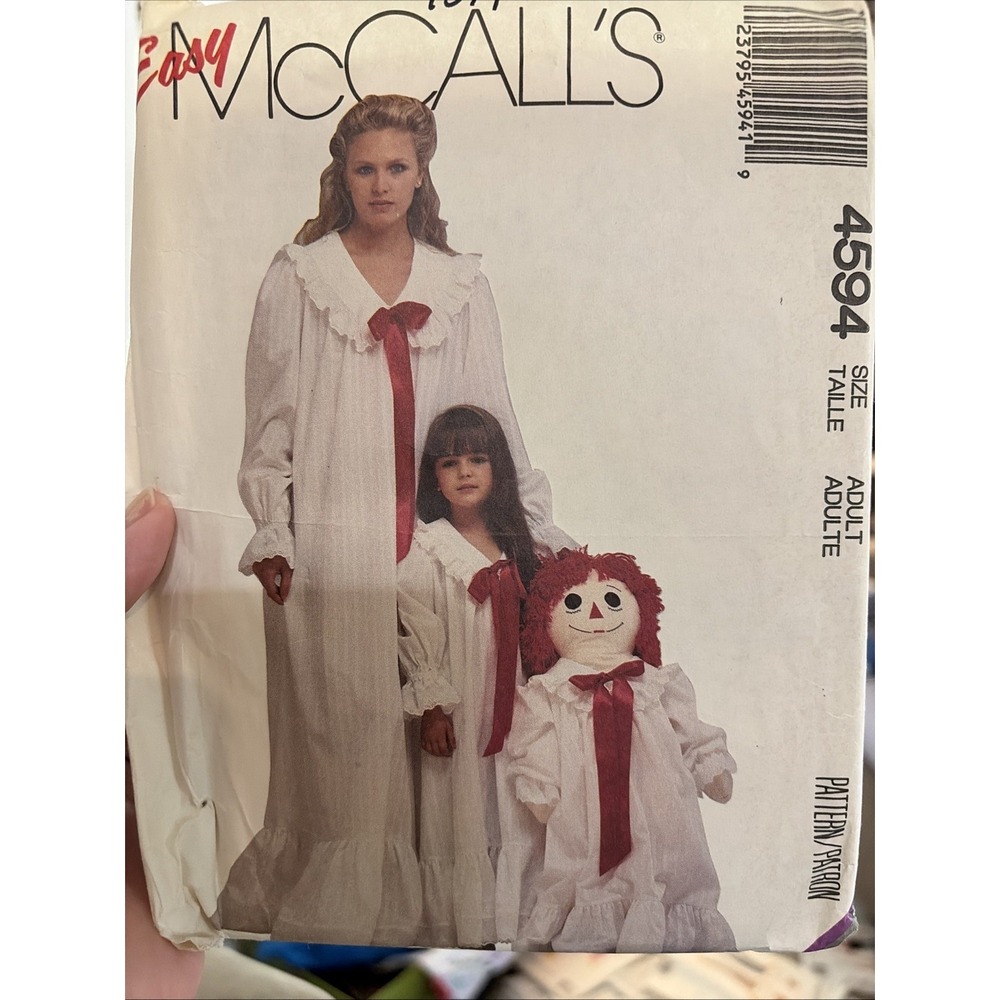 McCall's 4594 Sewing Pattern Misses 6-20 Girl 2-8 Nightgown Doll Uncut Vintage